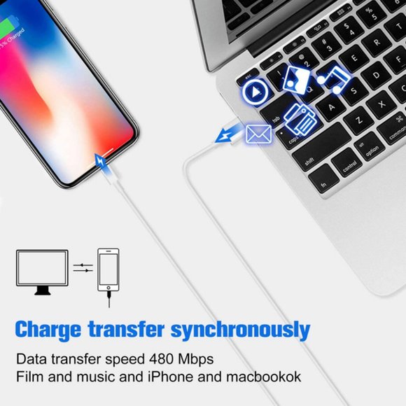 2 x Fast Charge Cables for Apple iPhone USB Lightning cord - Picture 3 of 7